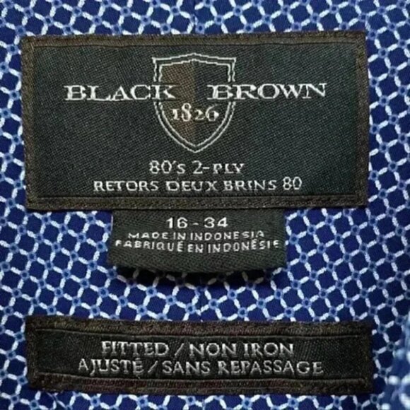 Black Brown 1826 Mens Dress Shirt Non Iron Egyptian Cotton Fitted Blue White 16 - Picture 13 of 14